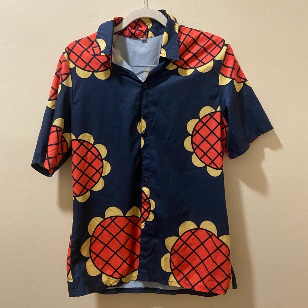 one piece luffy dressrosa pirate cosplay button up shirt